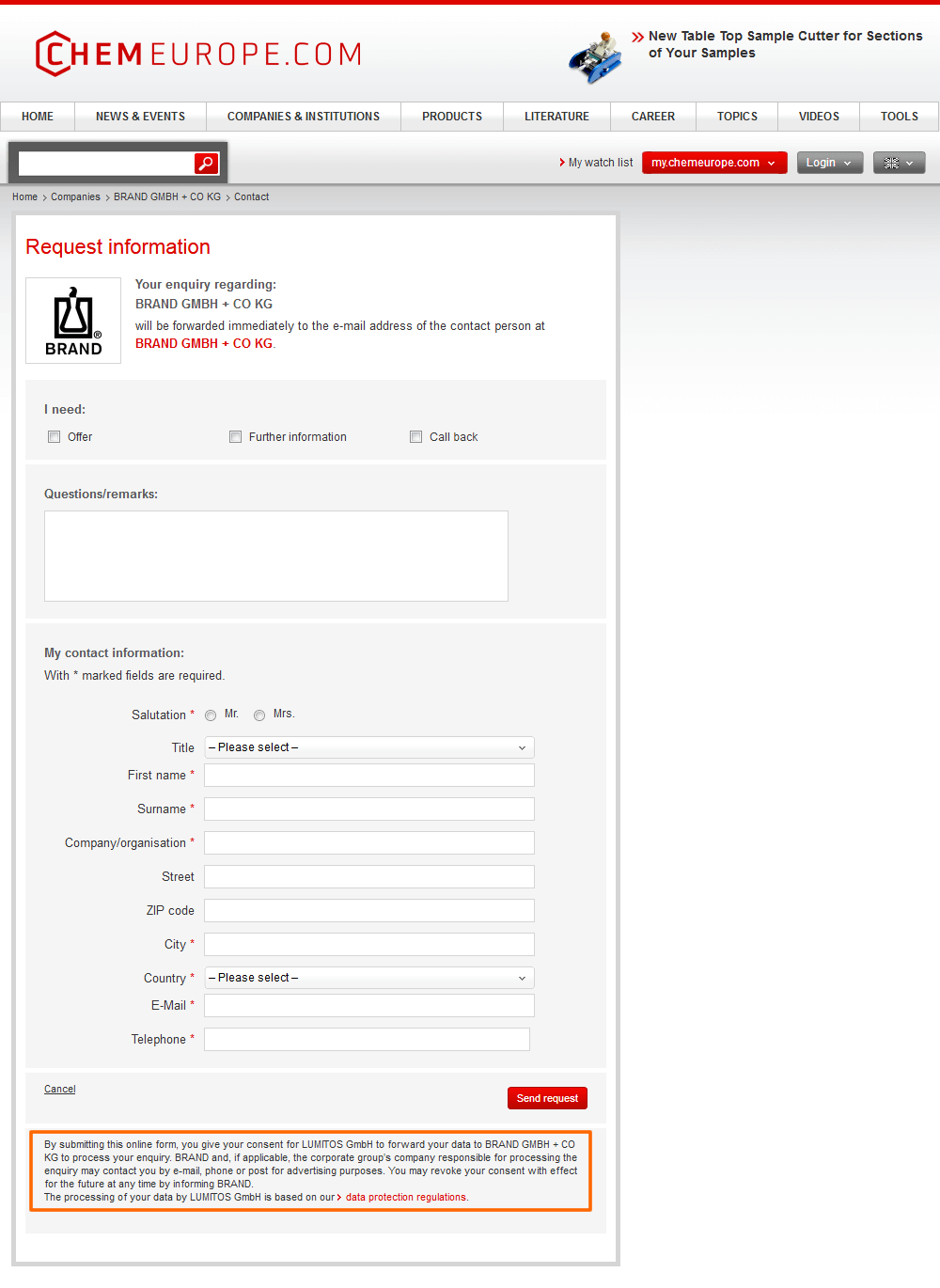 GDPR-compliant contact form 