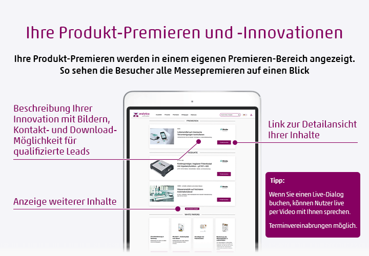 Ihre Produkte werden auf der analytica extended übersichtlich präsentiert