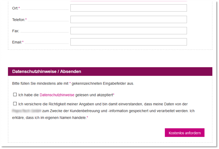 Auch dieses Leadformular ist nicht DSGVO-konform.